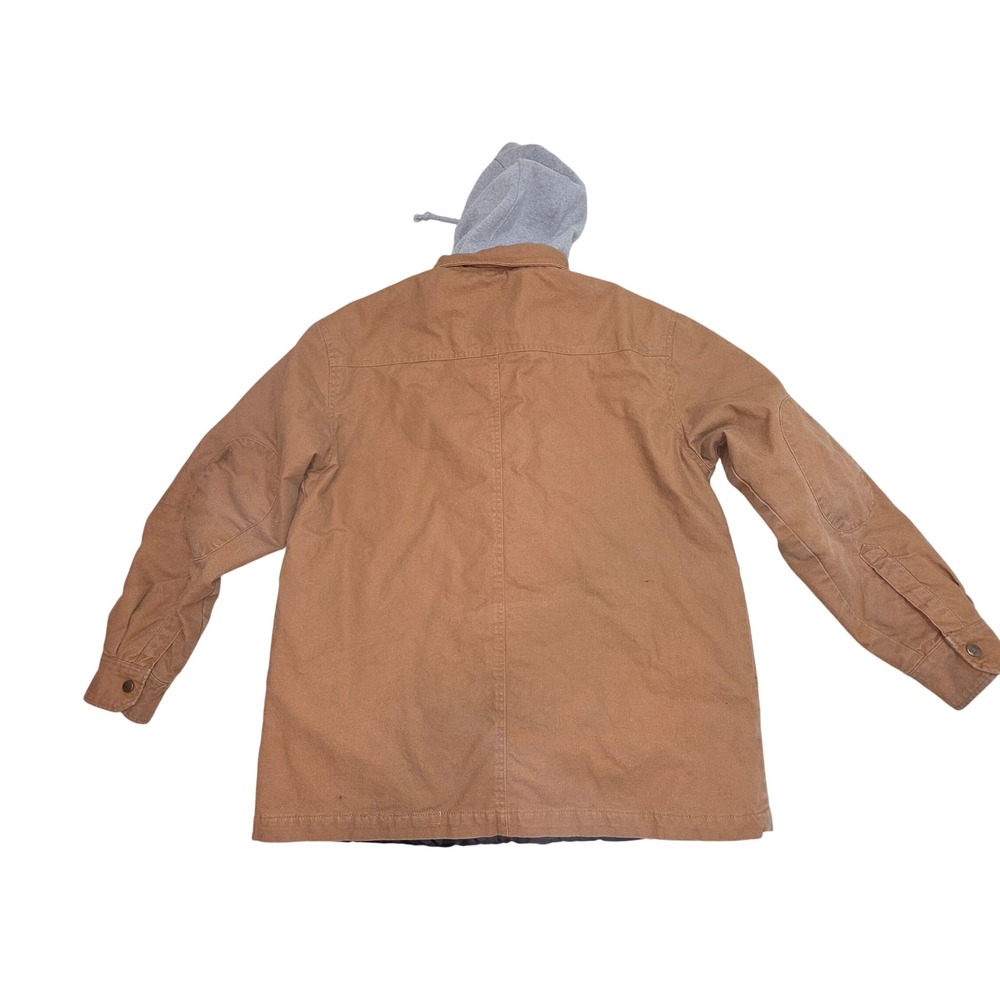 Genuine Dickies Mens Hooded Shirt Jacket Brown Duck Quilted Lined Large 42-44 - Picture 2 of 10